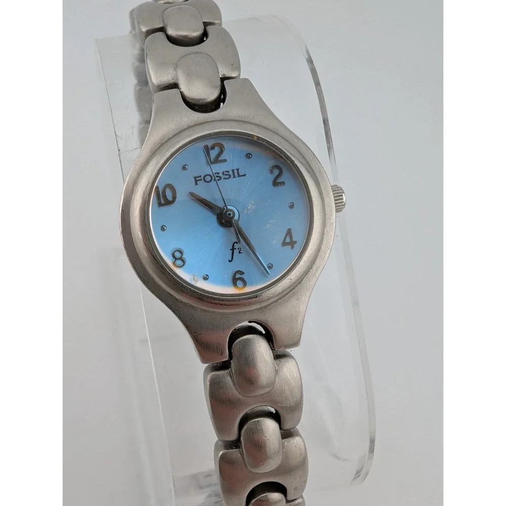 FOSSIL F2 Watch Women 22mm Case Blue Dial Silver 6.5